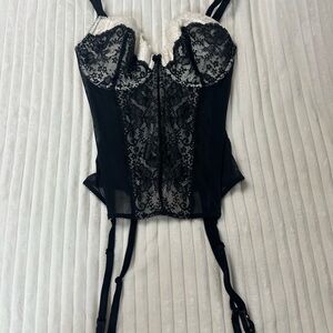 Victorias Secret Black and White Lace Bustier